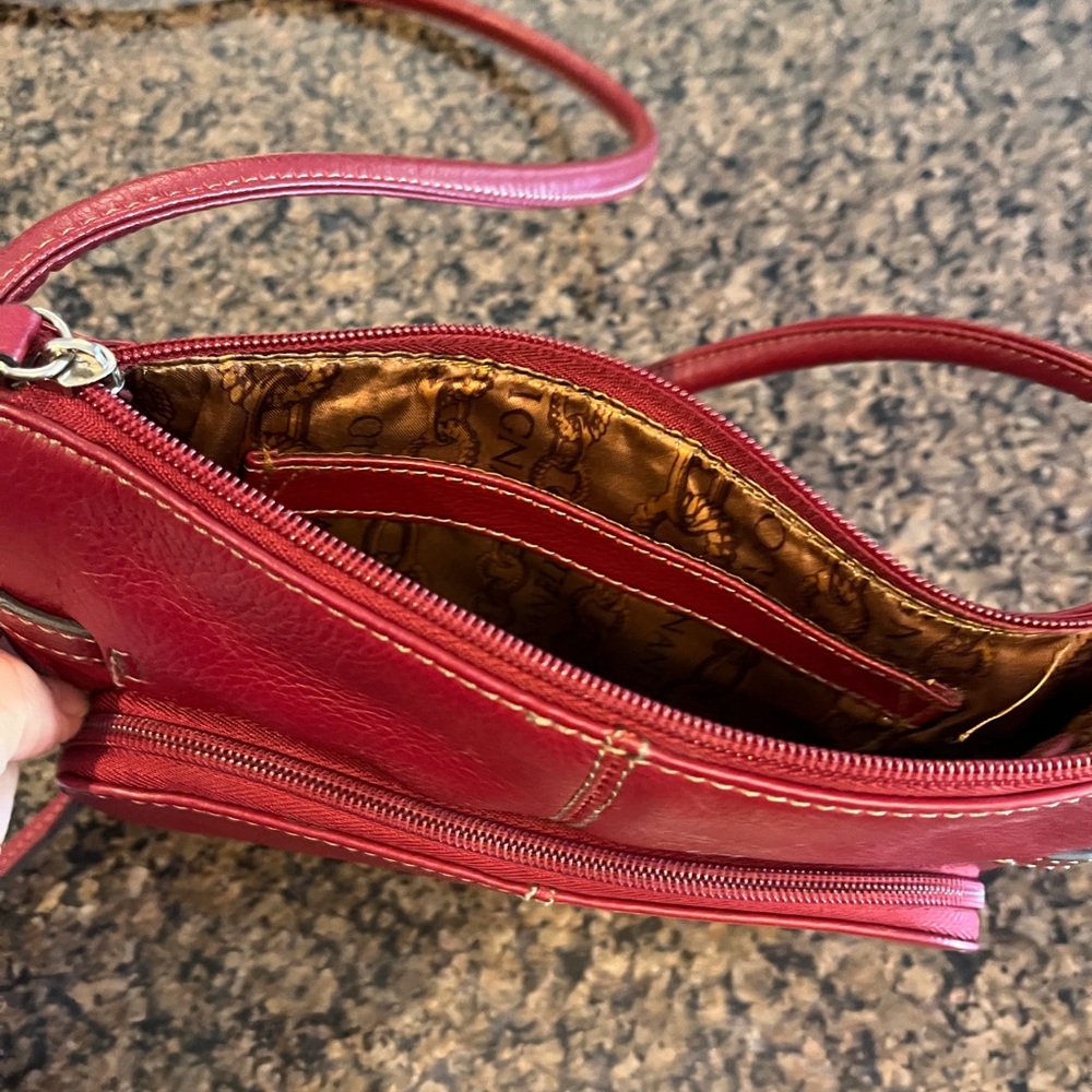 Tignanello Red Leather Crossbody Bag - Picture 7 of 8